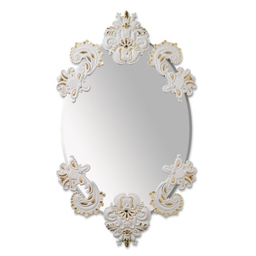 Овальное зеркало без рамы (белое с золотом)