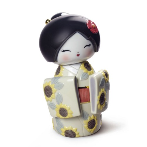 Японская кукла Кокеши с подсолнухом