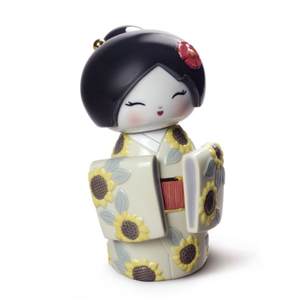 Японская кукла Кокеши с подсолнухом