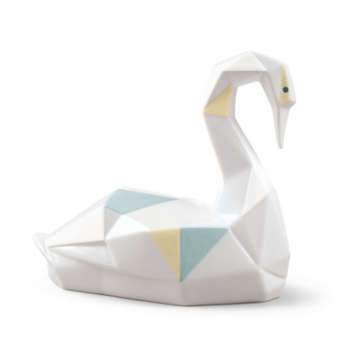 Лебедь оригами (цветной)